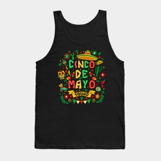 Let's Fiesta Cinco De Mayo Fiesta Squad Sombrero Hat Mexican Tank Top